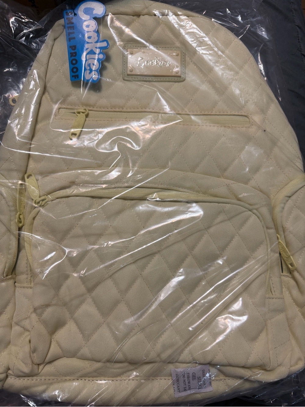 Cookies V4 Smell Proof Quilted Backpack in Cream